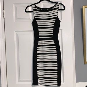 Black and white stripe tight dress
